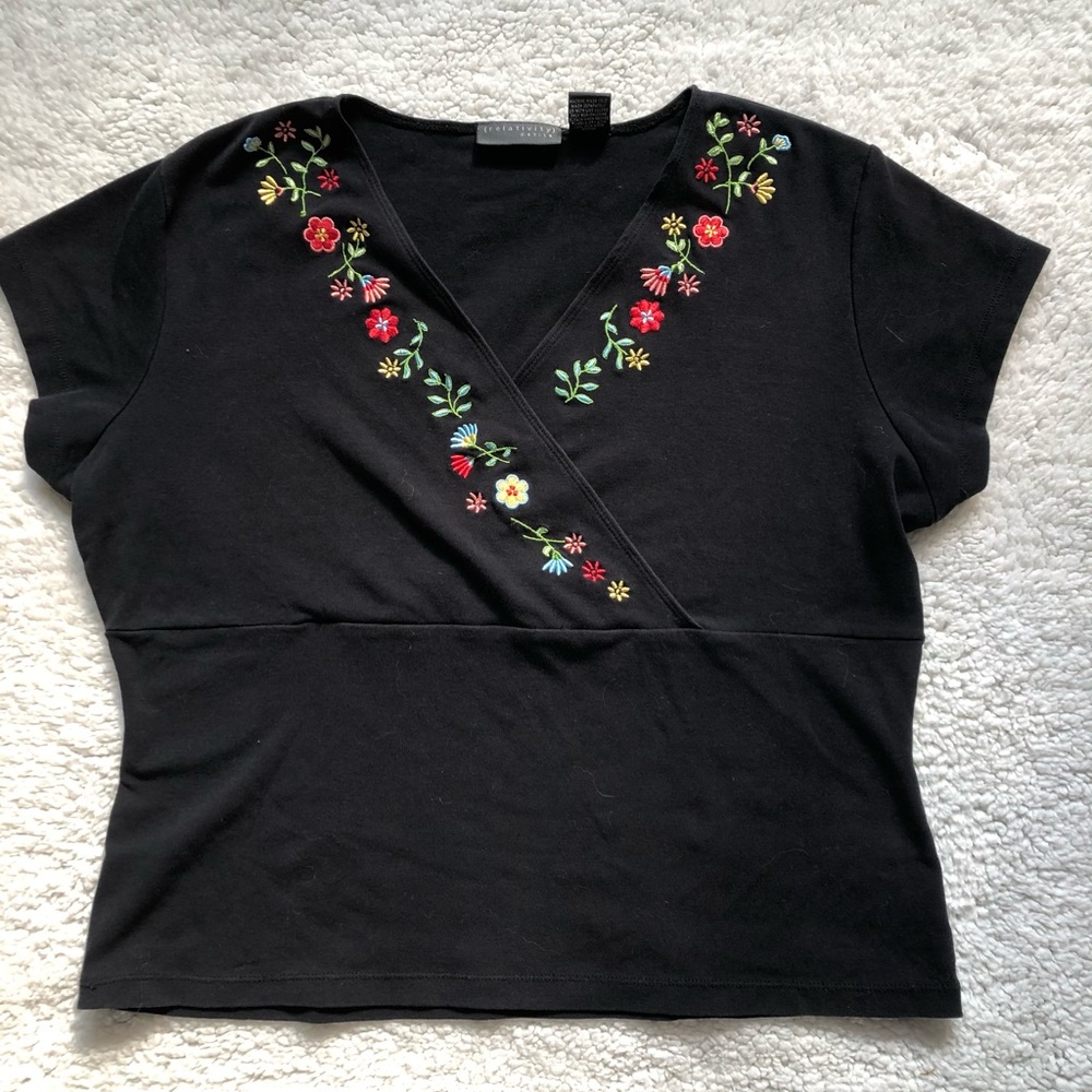 Floral shirt crosses at front